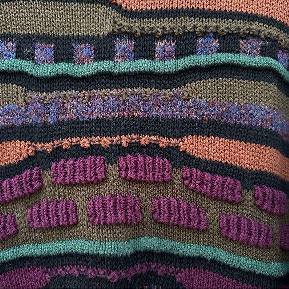 Vintage Reunion Menswear Grandpa 3D Textured Sweater Earthtones Cotton Made USA - Picture 10 of 10